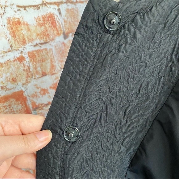 Marc Jacobs Black Textured Silk Blend Coat Snap Front Long Jacket Small - Picture 13 of 13